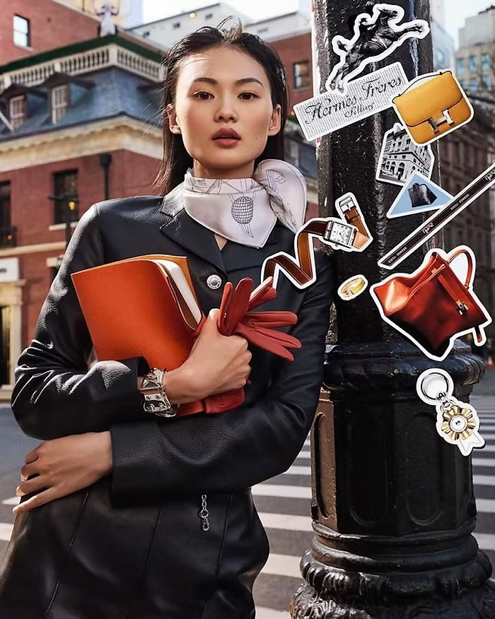 Female model in a Hermès campaign