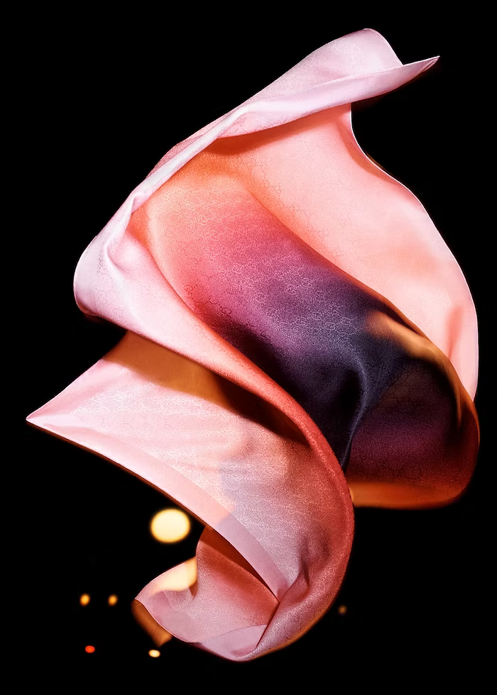 Silk peach purple ombre scarf