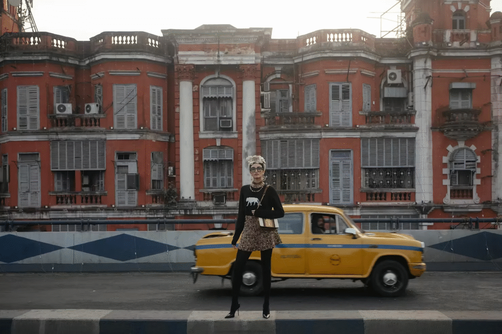 A model wearing Sabyasachi in Calcutta