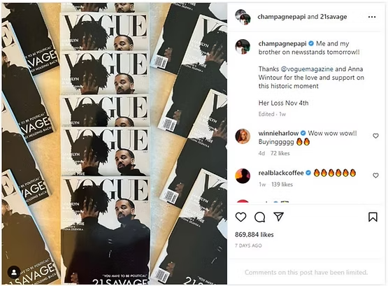 Drake & 21 Savage Vogue Covers