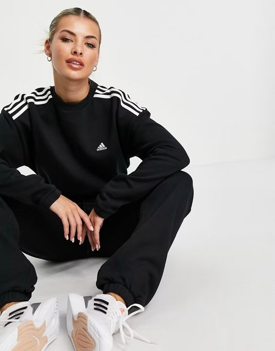 Adidas cropped sweatshirt with black sweatpants