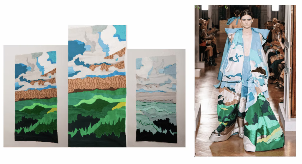 Mrinalini copyright-protected print (left) & Valentino FW19 couture look (right)
