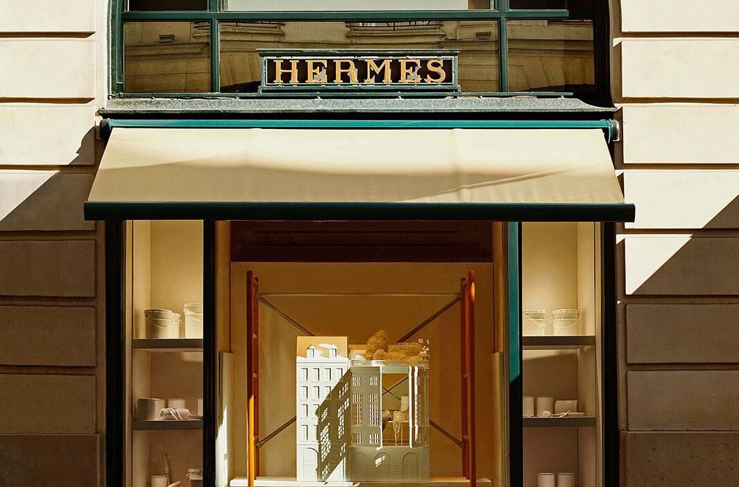 Hermès store exterior, central to the LVMH shares scandal